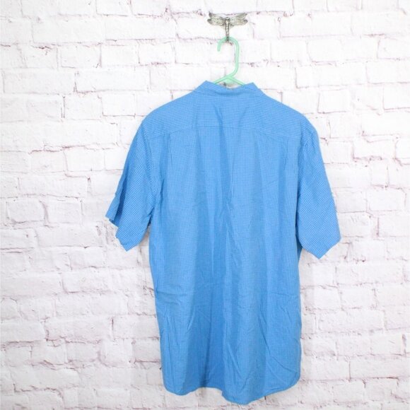 LL Bean Organic Cotton Seersucker Shirt Slightly Fitted Plaid Blue L Tall - Picture 7 of 11